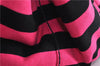 Authentic PRADA Canapa Righe Canvas Tote Hand Bag B1872B Pink Black Stripe 6207C