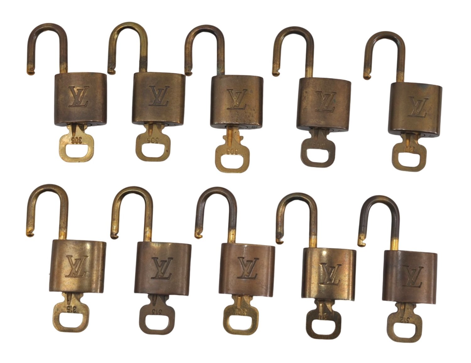 Authentic Louis Vuitton Padlock & Keys 10Set LV 6207D