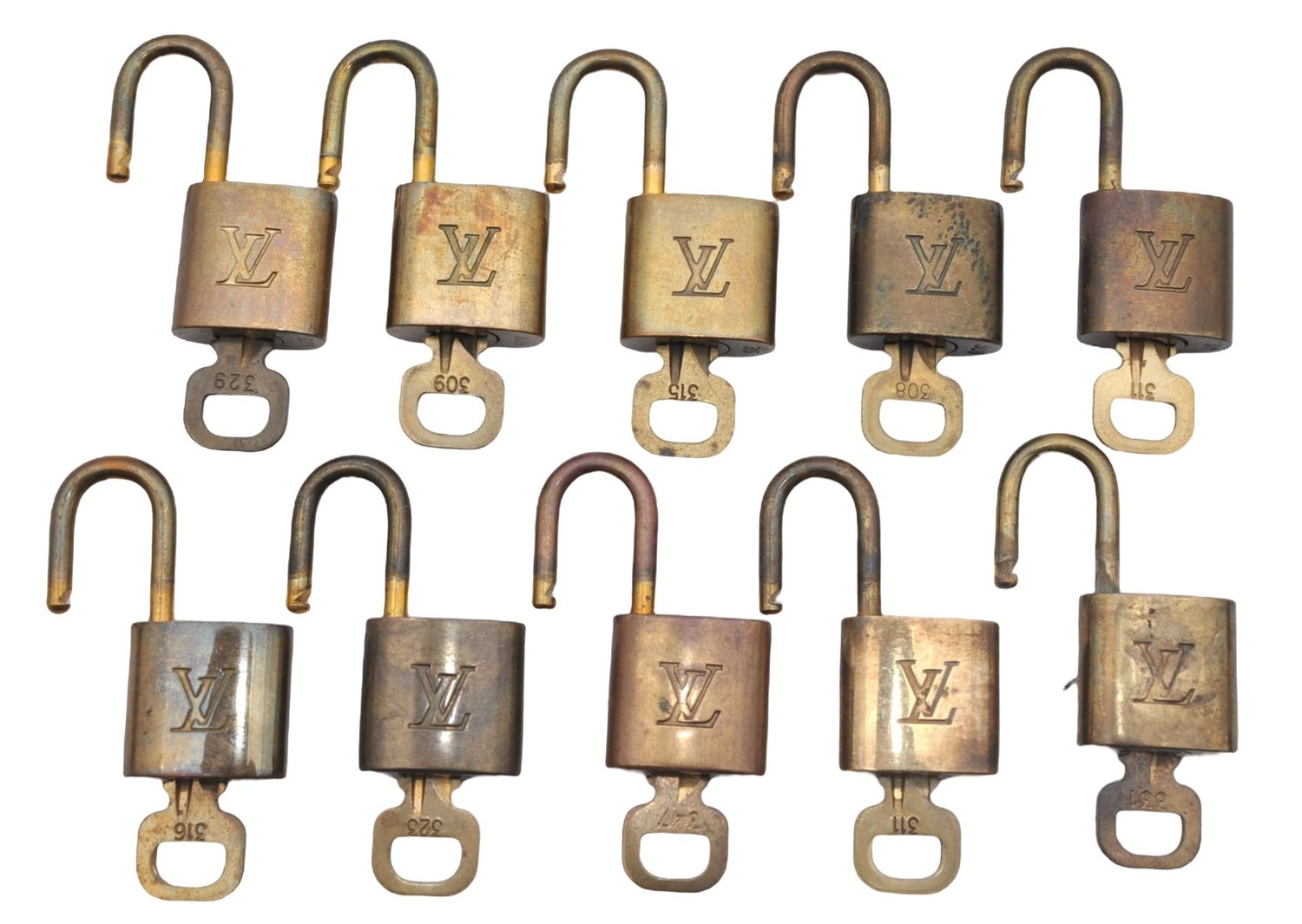 Authentic Louis Vuitton Padlock & Keys 10Set LV 6210D