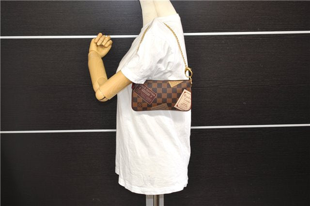 Authentic Louis Vuitton Damier Pochette Mira MM Accessory Pouch N63080 LV 6211E