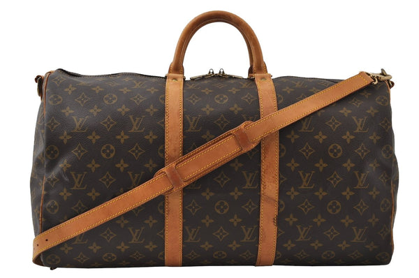 Authentic Louis Vuitton Monogram Keepall Bandouliere 50 M41416 Boston Bag 6215I