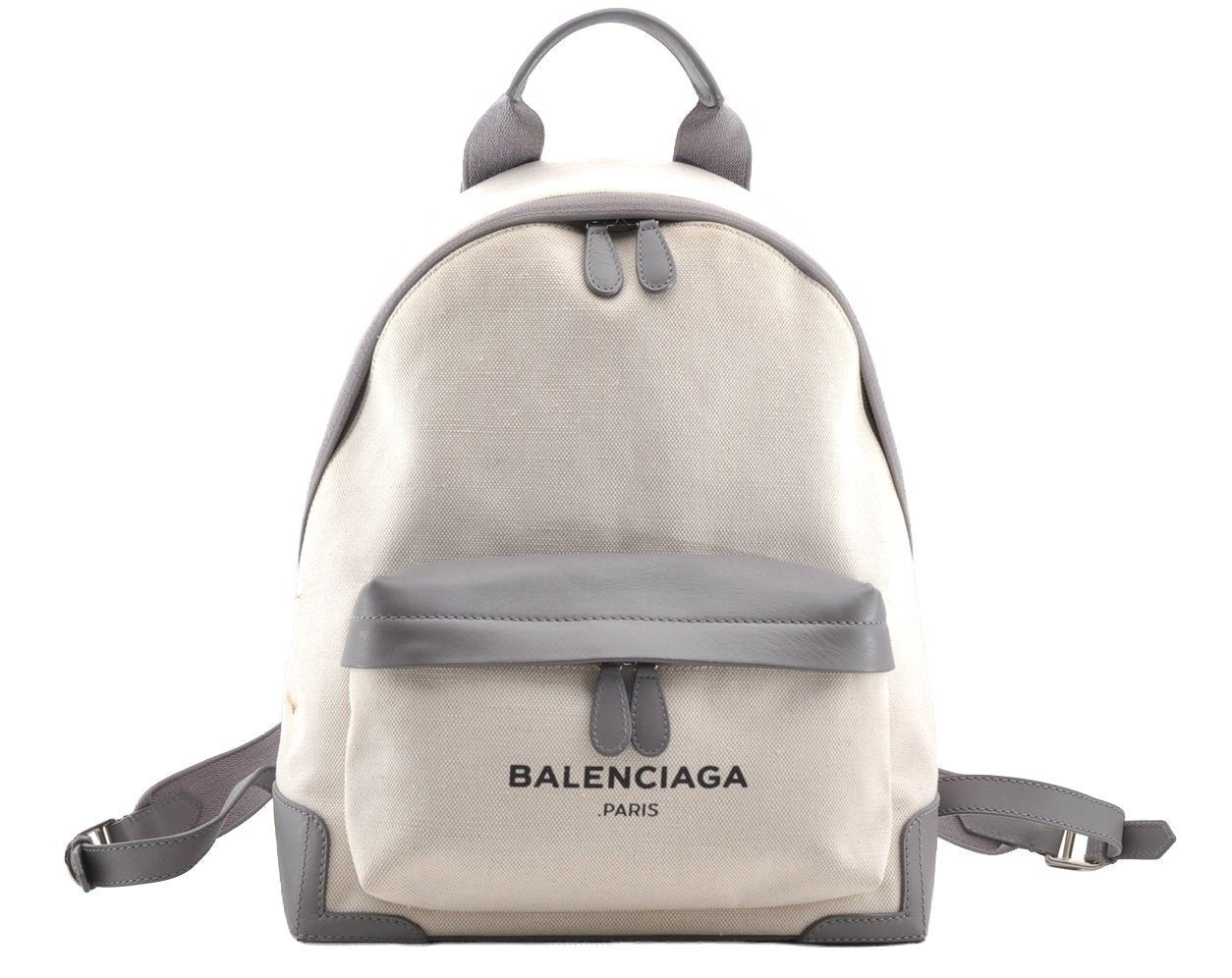 Authentic BALENCIAGA Navy Backpack Vintage Canvas Leather 409010 White 6216I