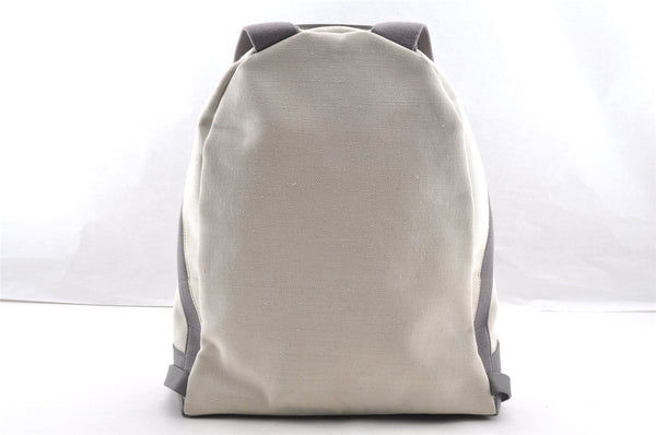 Authentic BALENCIAGA Navy Backpack Vintage Canvas Leather 409010 White 6216I