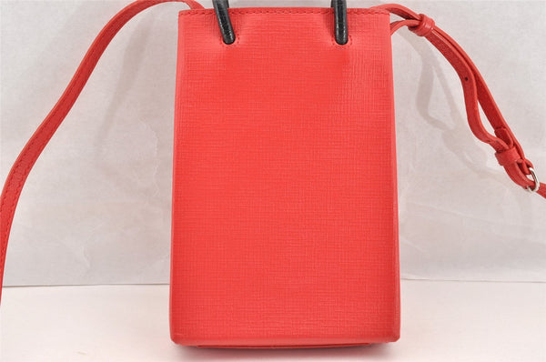Authentic BALENCIAGA Shopping Shoulder Cross Body Bag Leather 593826 Red 6217I