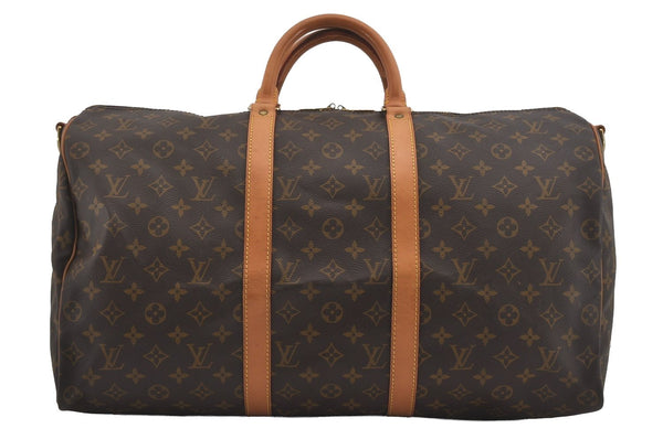 Authentic Louis Vuitton Monogram Keepall Bandouliere 50 M41416 Boston Bag 6218I