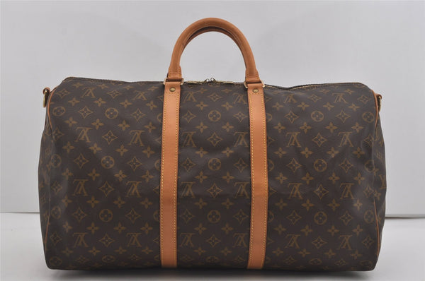 Authentic Louis Vuitton Monogram Keepall Bandouliere 50 M41416 Boston Bag 6218I