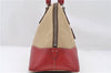 Authentic PRADA Shoulder Hand Bag Purse Canvas Leather Beige Red 6219C