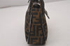 Authentic FENDI Zucca Shoulder Hand Bag Purse Canvas Leather Brown Black 6219I