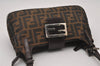 Authentic FENDI Zucca Shoulder Hand Bag Purse Canvas Leather Brown Black 6219I