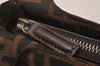 Authentic FENDI Zucca Shoulder Hand Bag Purse Canvas Leather Brown Black 6219I