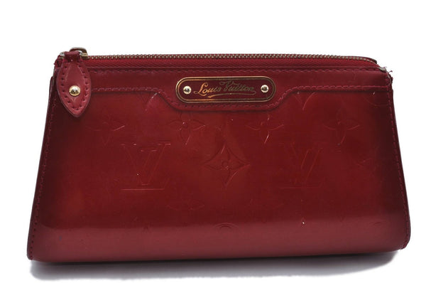 Auth LOUIS VUITTON Monogram Vernis Trousse Cosmetic MM Pouch Red M91430 LV 6220C