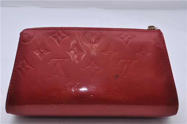Auth LOUIS VUITTON Monogram Vernis Trousse Cosmetic MM Pouch Red M91430 LV 6220C