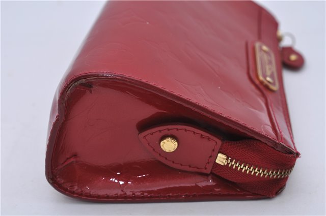 Auth LOUIS VUITTON Monogram Vernis Trousse Cosmetic MM Pouch Red M91430 LV 6220C