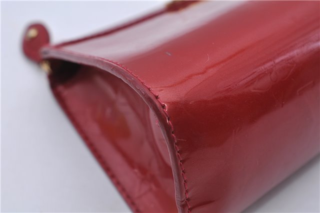 Auth LOUIS VUITTON Monogram Vernis Trousse Cosmetic MM Pouch Red M91430 LV 6220C