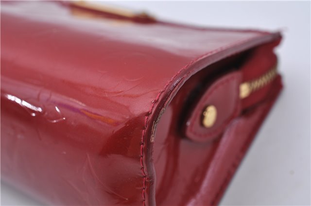 Auth LOUIS VUITTON Monogram Vernis Trousse Cosmetic MM Pouch Red M91430 LV 6220C