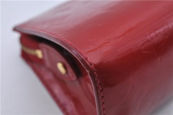 Auth LOUIS VUITTON Monogram Vernis Trousse Cosmetic MM Pouch Red M91430 LV 6220C