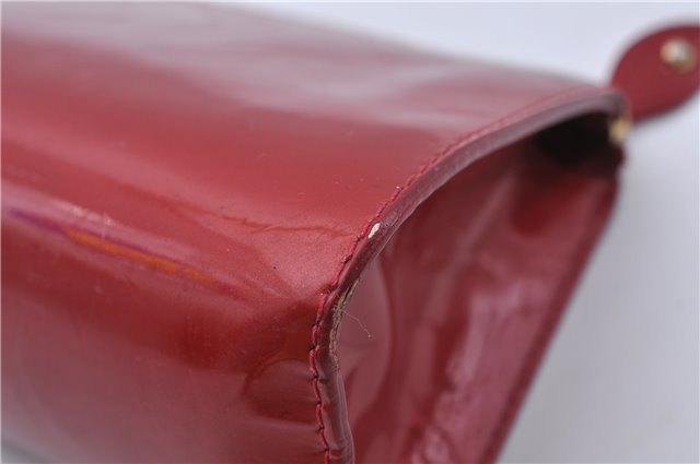 Auth LOUIS VUITTON Monogram Vernis Trousse Cosmetic MM Pouch Red M91430 LV 6220C