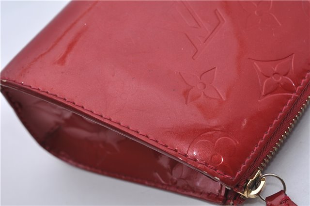 Auth LOUIS VUITTON Monogram Vernis Trousse Cosmetic MM Pouch Red M91430 LV 6220C