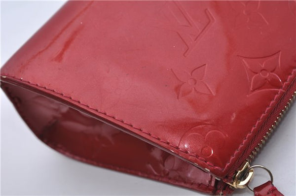 Auth LOUIS VUITTON Monogram Vernis Trousse Cosmetic MM Pouch Red M91430 LV 6220C