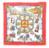 Authentic HERMES Carre 90 Scarf "Joies d'Hiver" Silk Red 6222F