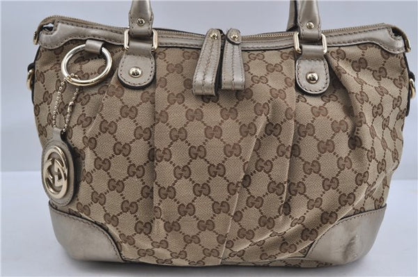 Auth GUCCI Sukey 2Way Shoulder Hand Bag GG Canvas Leather 247902 Brown 6224D