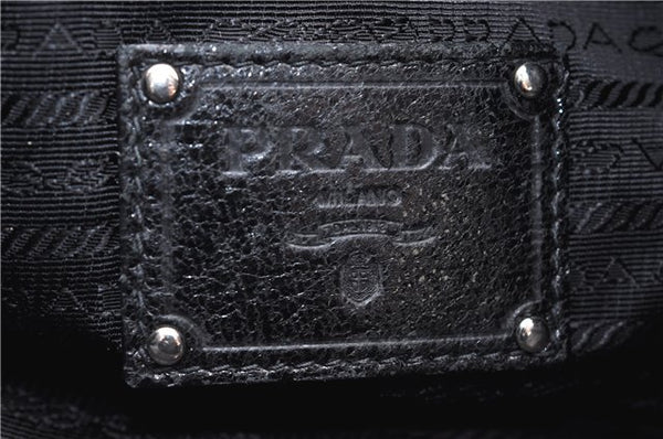 Authentic PRADA Leather Chain Shoulder Tote Bag Purse Black 6225D