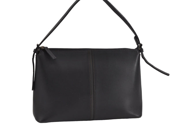 Authentic BURBERRY Vintage Leather Shoulder Hand Bag Purse Black 6227D