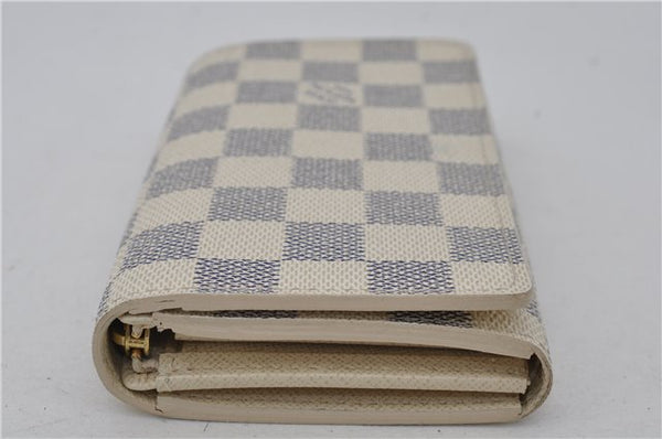 Auth Louis Vuitton Damier Azur Porte Monnaie Billets Tresor N61744 Wallet 6228E