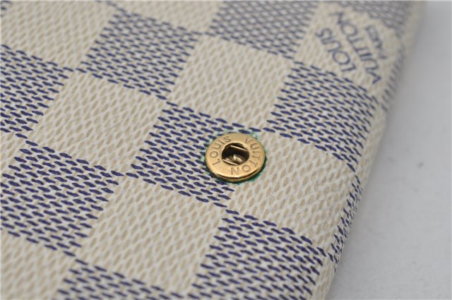 Auth Louis Vuitton Damier Azur Porte Monnaie Billets Tresor N61744 Wallet 6228E