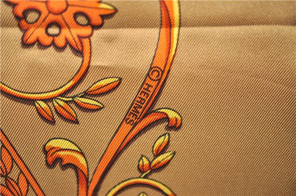 Authentic HERMES Carre 90 Scarf "LA Promenade De Longchamps" Silk Brown 6229E