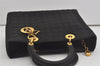 Authentic Christian Dior Lady Dior Cannage Nylon Hand Bag Black CD Junk 6231I