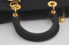 Authentic Christian Dior Lady Dior Cannage Nylon Hand Bag Black CD Junk 6231I