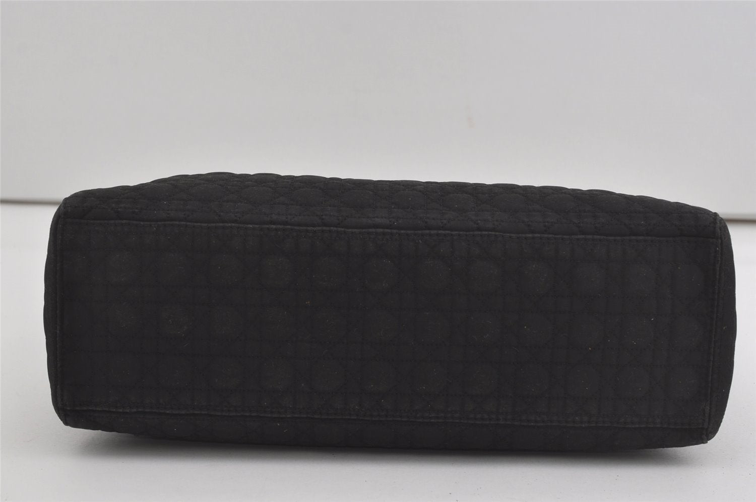 Authentic Christian Dior Lady Dior Cannage Nylon Hand Bag Black CD Junk 6231I