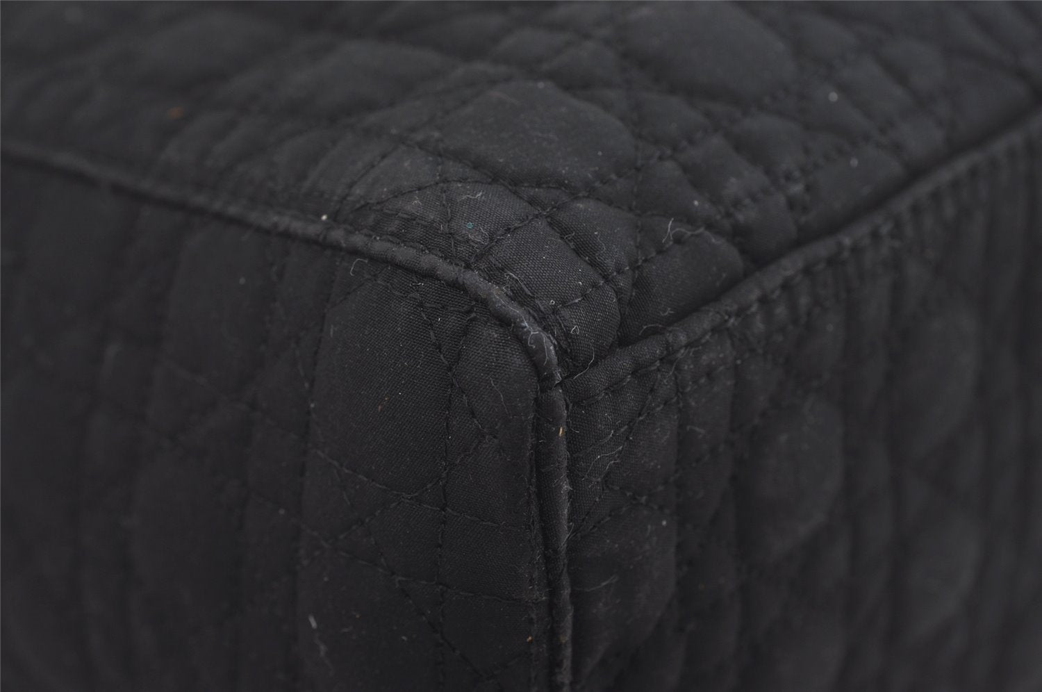 Authentic Christian Dior Lady Dior Cannage Nylon Hand Bag Black CD Junk 6231I