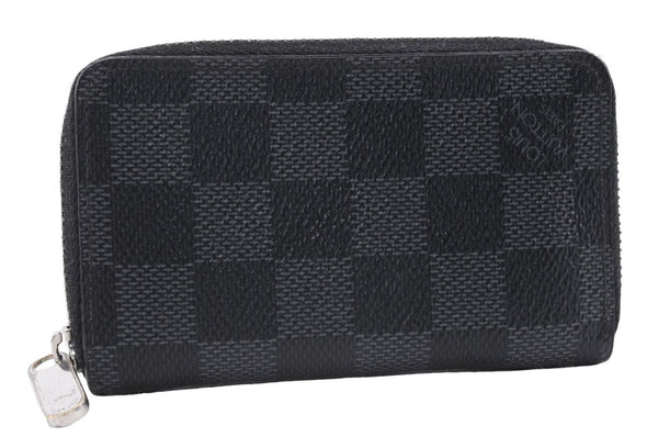 Authentic Louis Vuitton Damier Graphite Zippy Coin Purse Wallet N63076 LV 6233E