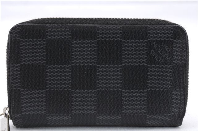 Authentic Louis Vuitton Damier Graphite Zippy Coin Purse Wallet N63076 LV 6233E