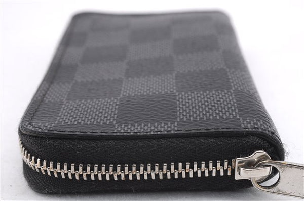 Authentic Louis Vuitton Damier Graphite Zippy Coin Purse Wallet N63076 LV 6233E