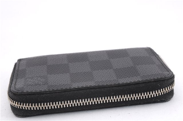 Authentic Louis Vuitton Damier Graphite Zippy Coin Purse Wallet N63076 LV 6233E