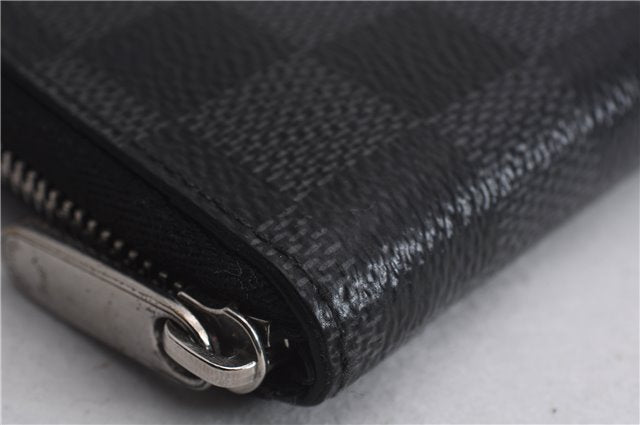 Authentic Louis Vuitton Damier Graphite Zippy Coin Purse Wallet N63076 LV 6233E