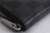 Authentic Louis Vuitton Damier Graphite Zippy Coin Purse Wallet N63076 LV 6233E