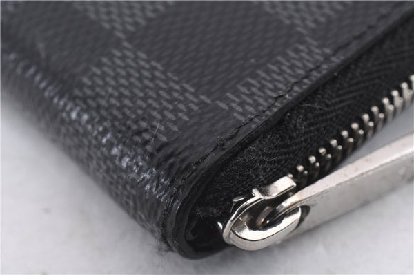 Authentic Louis Vuitton Damier Graphite Zippy Coin Purse Wallet N63076 LV 6233E