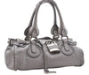 Authentic Chloe Paddington Leather Shoulder Hand Bag Gray 6234D