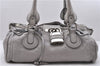 Authentic Chloe Paddington Leather Shoulder Hand Bag Gray 6234D