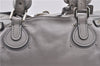 Authentic Chloe Paddington Leather Shoulder Hand Bag Gray 6234D