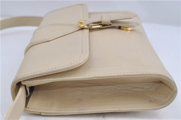 Authentic YVES SAINT LAURENT Shoulder Cross Body Bag Purse Leather Ivory 6235D