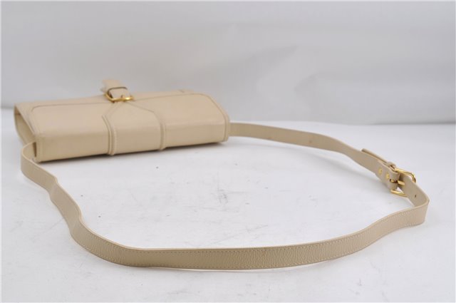 Authentic YVES SAINT LAURENT Shoulder Cross Body Bag Purse Leather Ivory 6235D