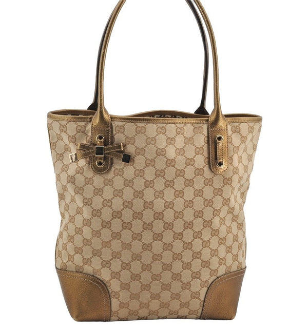 Authentic GUCCI Princy GG Canvas Leather Shoulder Tote Bag 181779 Beige 6235I