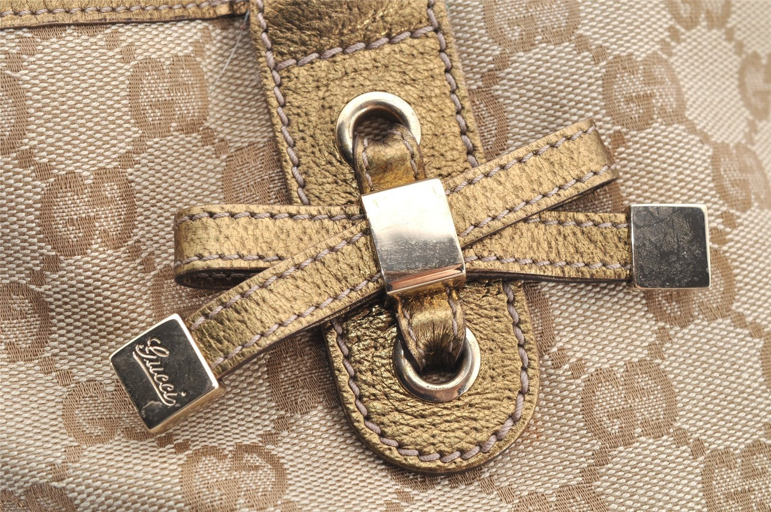 Authentic GUCCI Princy GG Canvas Leather Shoulder Tote Bag 181779 Beige 6235I