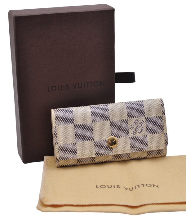 Authentic Louis Vuitton Damier Azur Multicles 4 Key Case Holder N60020 Box 6237E
