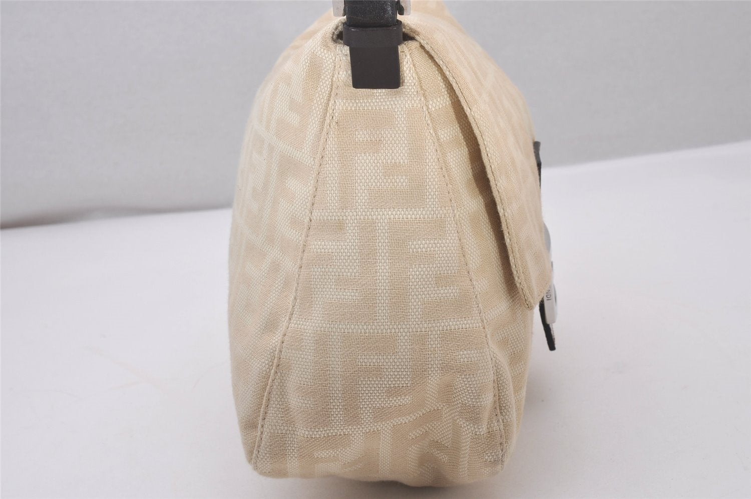 Authentic FENDI Zucca Mamma Baguette Shoulder Bag Canvas Leather Beige 6237I